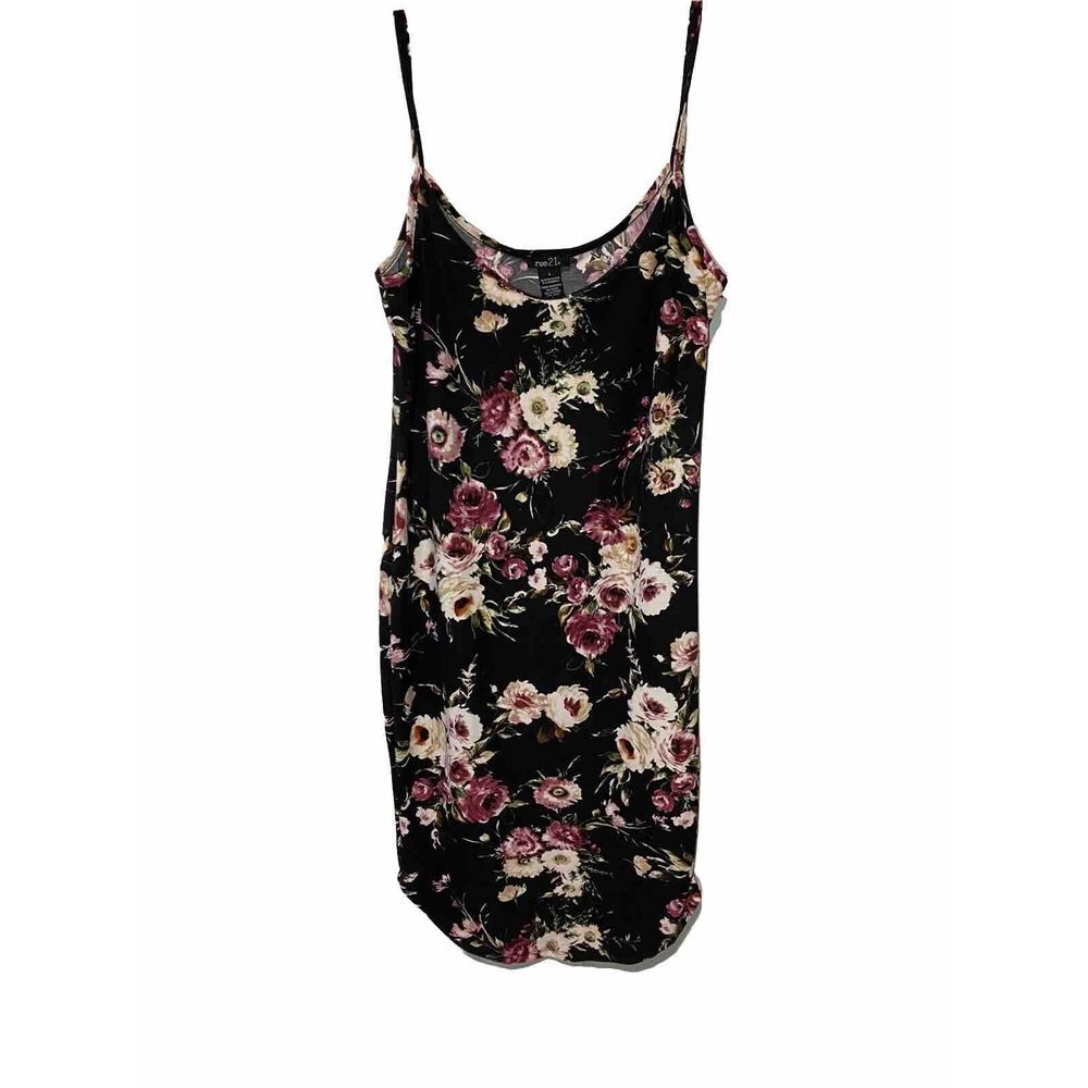 Rue 21‎ Sleeveless Dress Black Floral Spaghetti Straps Size Large